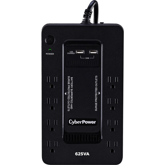 CyberPower Systems, Inc, 625Va/360W 120V 15A 8 prises 2 ports de charge USB Cordon de 5 pieds Garantie de 3 ans