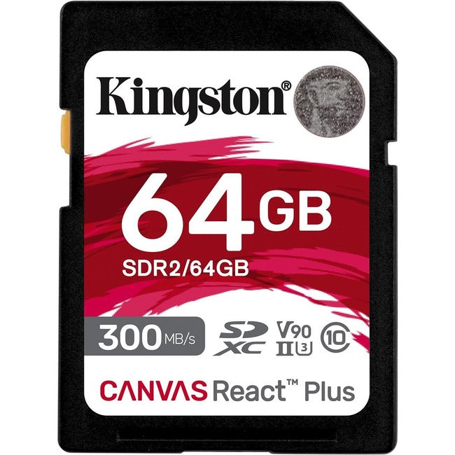 KINGSTON, 64Gb Canvas React Plus Sdxc Uhs-Ii 300R/260W U3 V90 Pour Full Hd/4K/8K