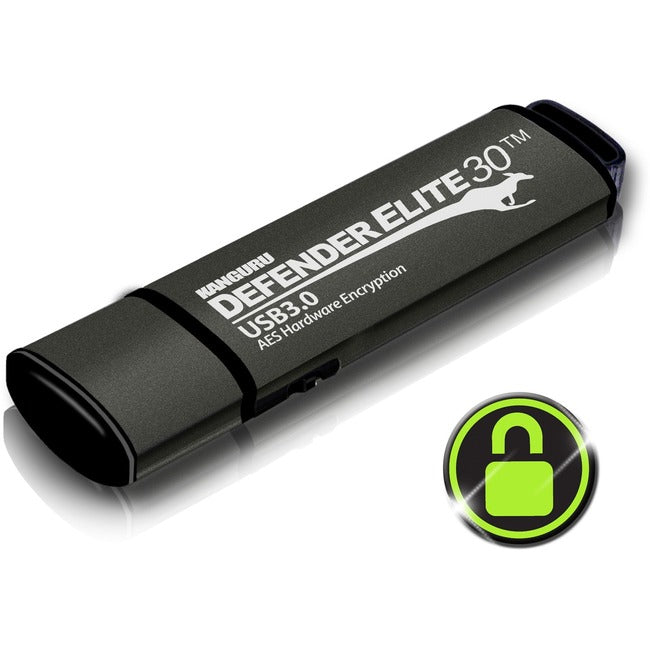 Solutions Kanguru, 64Gb Defender Elite30 Flash Drv,Clé USB 3 Aes Hw cryptée