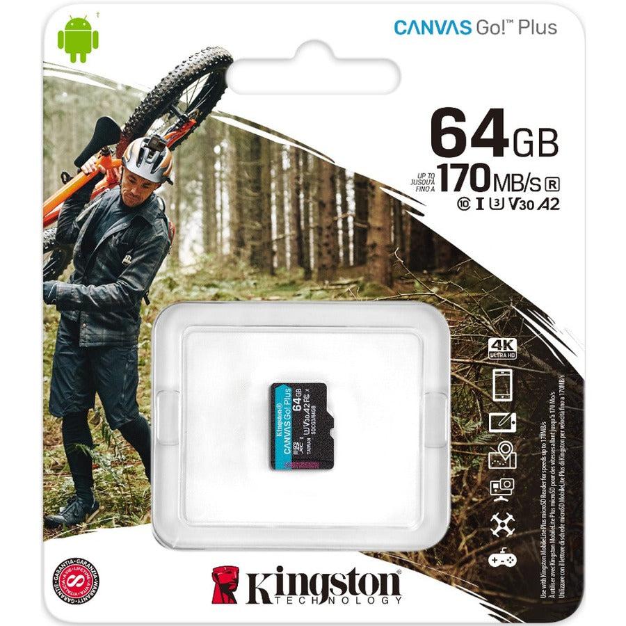 KINGSTON MOBILE, 64Gb Microsdxc Canvas Go Plus,170R A2 U3 V30 Single Pack