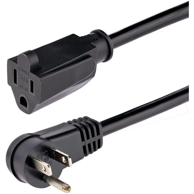 STARTECH.COM, 6Ft (1.8M) Ac Power Extension Cable Right-Angle Nema 5-15P To Nema 5-15R ; 125V 1