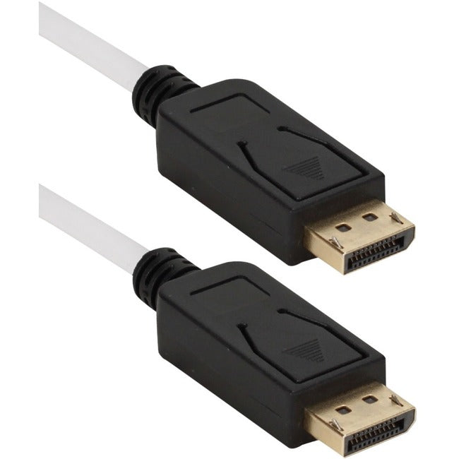 QVS, 6Ft Displayport Ultrahd 4K Wht,Câble avec connecteurs et loquets noirs