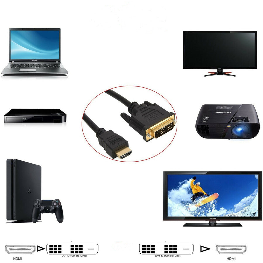 4XEM, 6Ft Hdmi To Dvid Cable,18Plus1 Male To Male