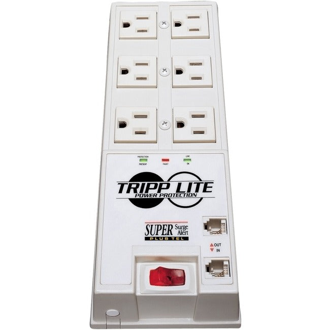 Tripp Lite by Eaton, 6Out Surge Protector 3040 J,6Ft Cord Modem/Fax/Tel/Dsl/Rj11