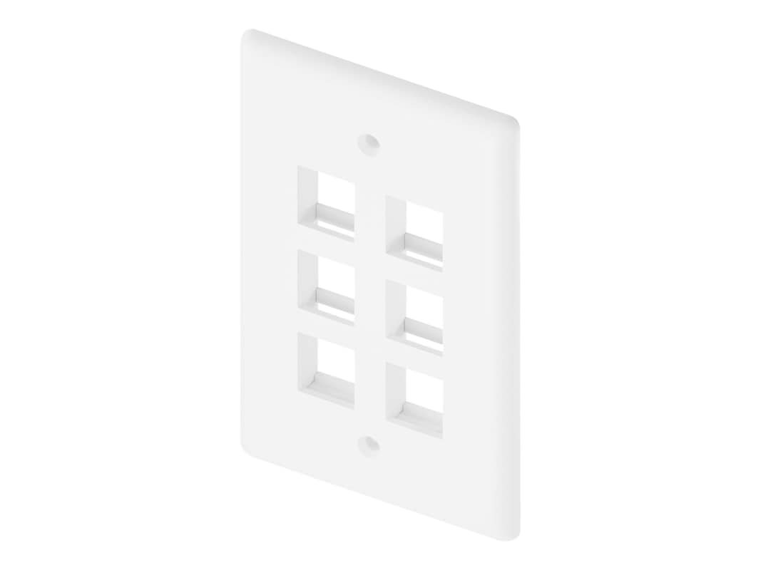 UNC GROUP LLC, 6Port Wall Plate, Single Gang, Blanc