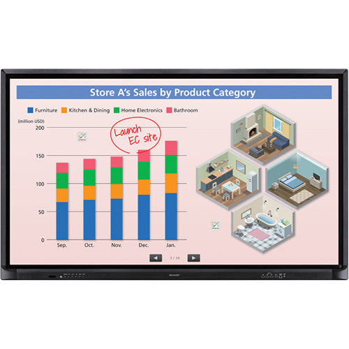 SHARP ELECT - ÉCRANS GRAND FORMAT, 70In 4K Uhd Aquosboard Wrls,Contrôleur intégré 10 Pts de Touch