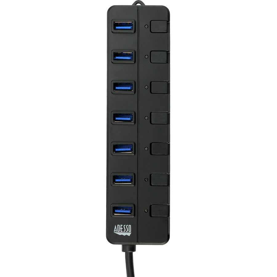 ADESSO, 7Port Usb 3.0 Hub W/Pwr Adapter,Power On/Off Switches Per Port