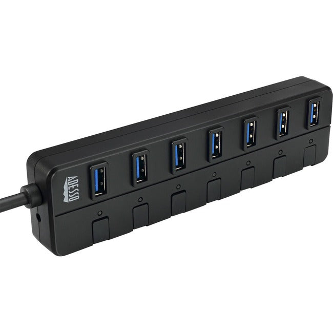 ADESSO, 7Port Usb 3.0 Hub W/Pwr Adapter,Power On/Off Switches Per Port