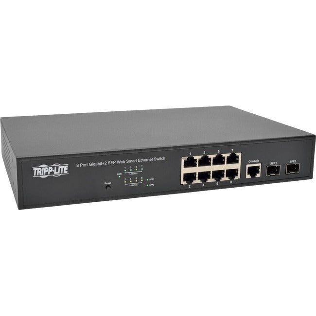 Tripp Lite by Eaton, 8 Port 10/100/1000Mbps Gigabit L2 Web-Smart Managed Switch, 2 Dedicated Gigabit