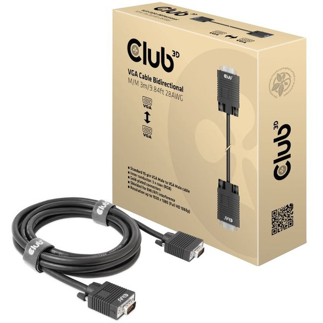 CLUB 3D, 9Ft Vga Bidirectional Cable Hd,Full Hd 1080P Max Res 1920X1080