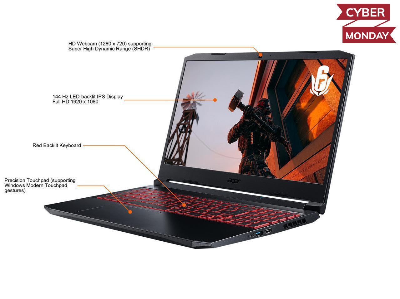 Acer America, Acer Nitro 5 - 15.6" 144 Hz Ips - Amd Ryzen 5 5000 Series 5600H (3.30Ghz) - Nvidia Geforce Rtx