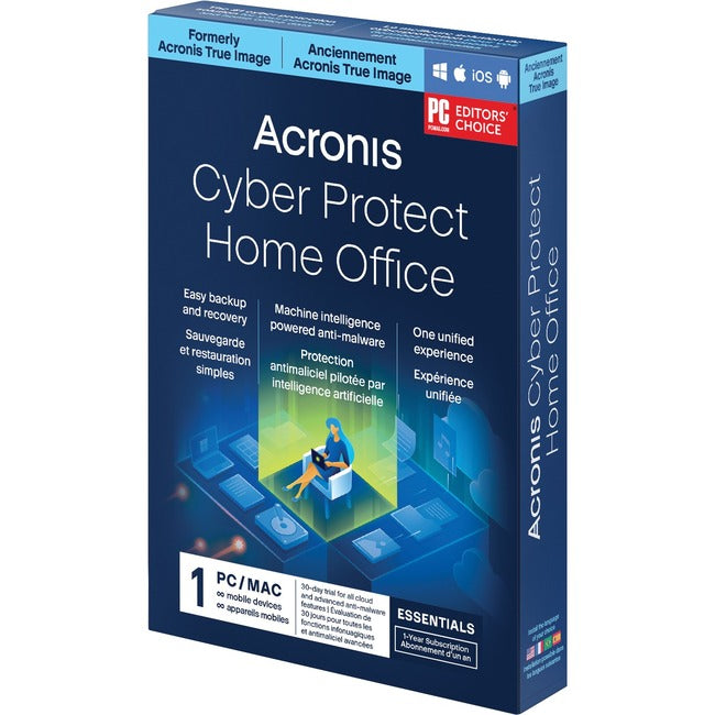 Acronis, Inc, Acronis Cyber Protect Home Office Essentials - Licence d'abonnement - 1 ordinateur, nombre d'appareils mobiles illimité - 1 an