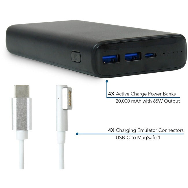 JAR SYSTEMS, LLC, Adapt4 Active Charge Upgrade avec Connecteurs Apple Macbook - 4X 20,000 Mah Activ