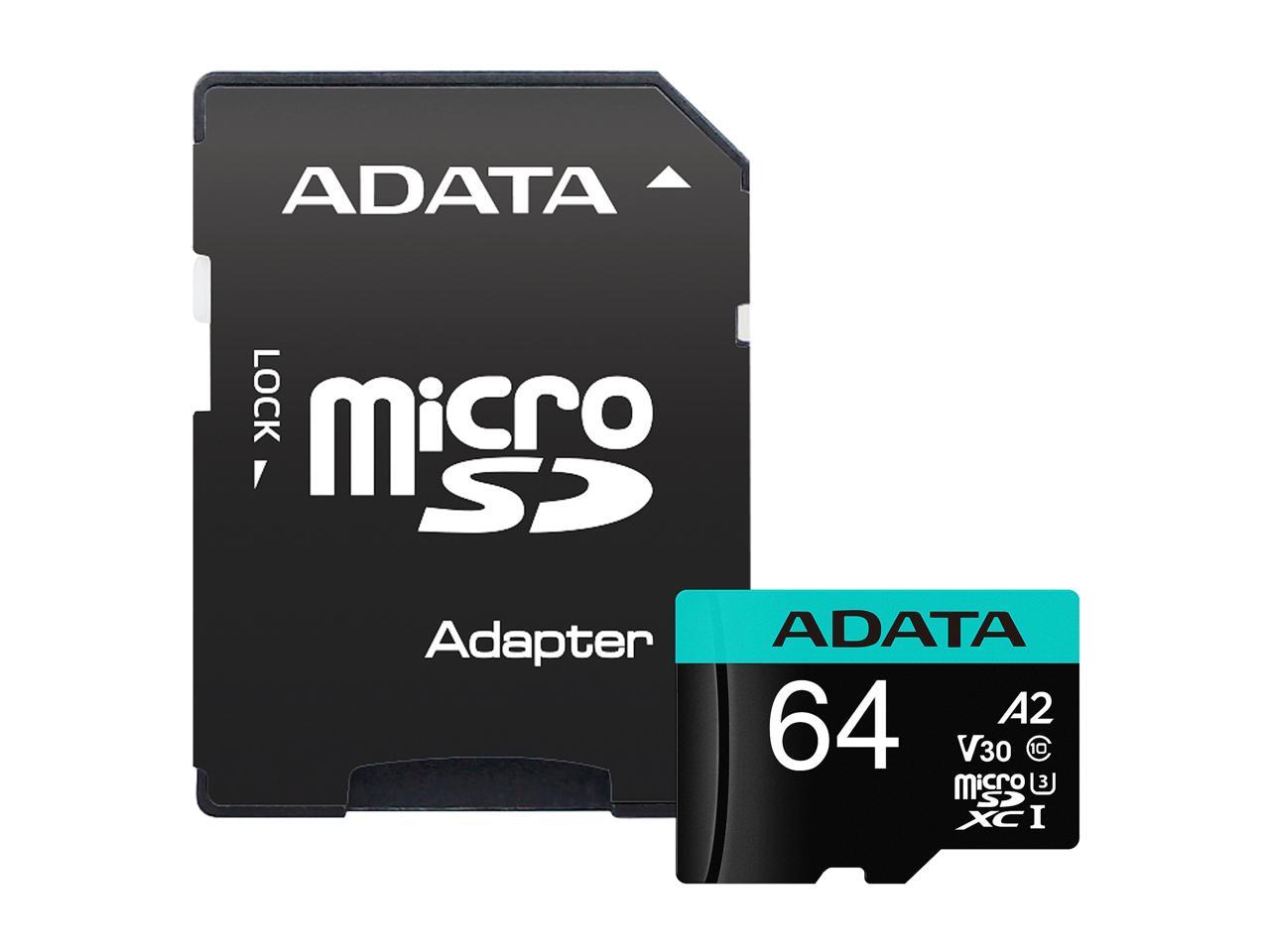 ADATA, Adata 512Gb Premier Pro Microsdxc Uhs-I U3 / Class 10 V30 A2 Memory Card With Sd Adapter, Speed Up To 100Mb/S (Ausdx512Gui3V30Sa2-Ra1)