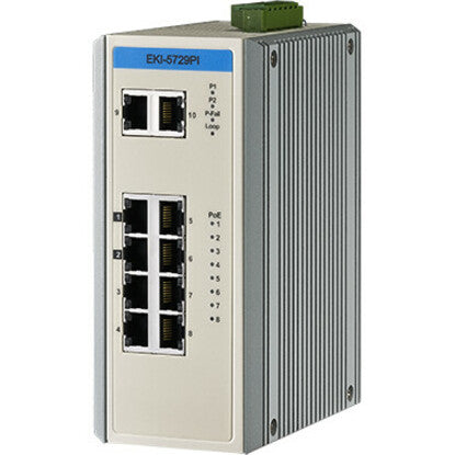 ADVANTECH (B+B SMARTWORX), Commutateur 8 ports Gbe (Poe/Poe+) + 2 ports Gbe Lite-Mgd -40-75C