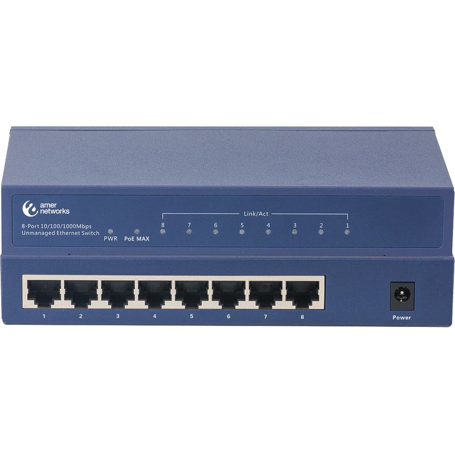 Amer Networks, Inc, Commutateur Gig Poe Af/At 8 ports, 802.3Af/At 96W sans ventilateur, boîtier métallique