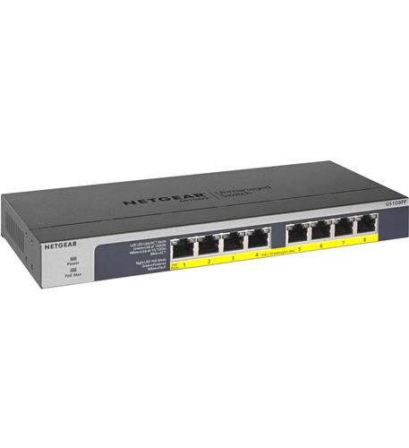 Netgear, Commutateur Gigabit Ethernet PoE/PoE+ à 8 ports NET-GS108PP-100NAS